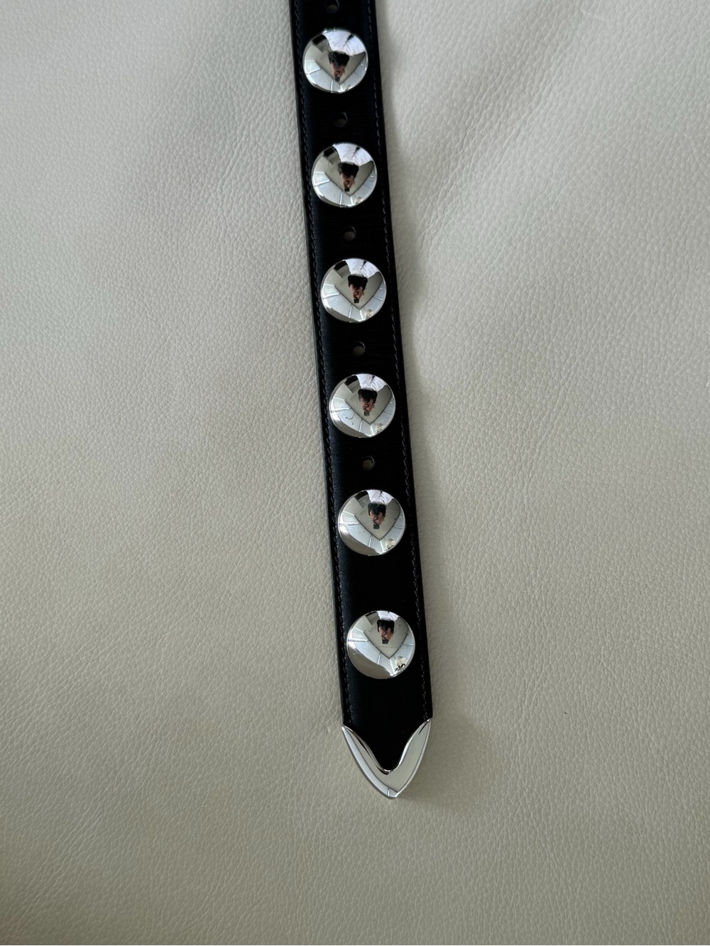 KHAITE Black Leather Belt with Oversized Silver Studs - Picture 5 of 6